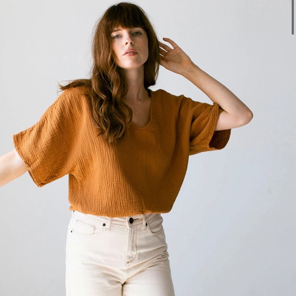 Suunday cotton gauze rust/orange top